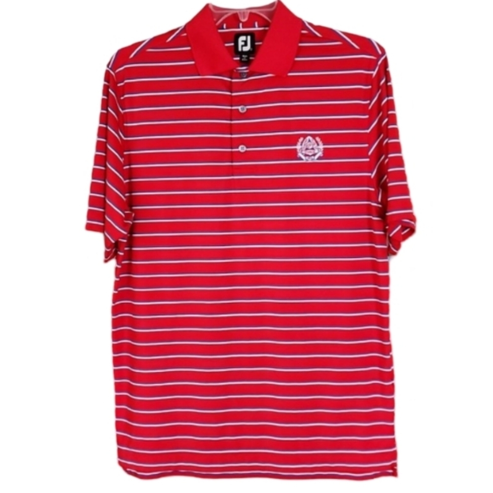 FootJoy Red Striped Polo Shirt‎ Short Sleeve Men's Medium